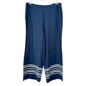 Crosby Linen Blend Wide Leg Pant Blue Sailor Stripe Nautical Beach Resort Preppy